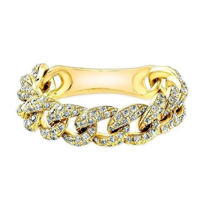 birthstone ladies ring-Diamond Curb Link Flexible Ring