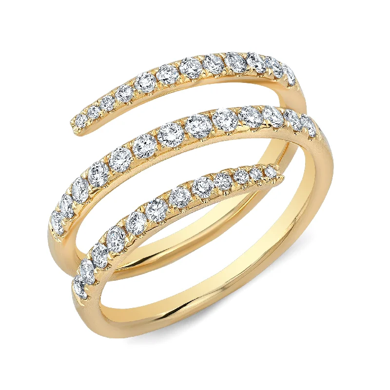 ladies ring with diamonds-14K Yellow Gold Diamond Triple Wrap Ring