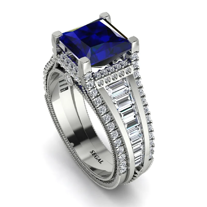 cushion cut engagement ring-Princess Geometric Sapphire Engagement Ring - Marilyn No. 15