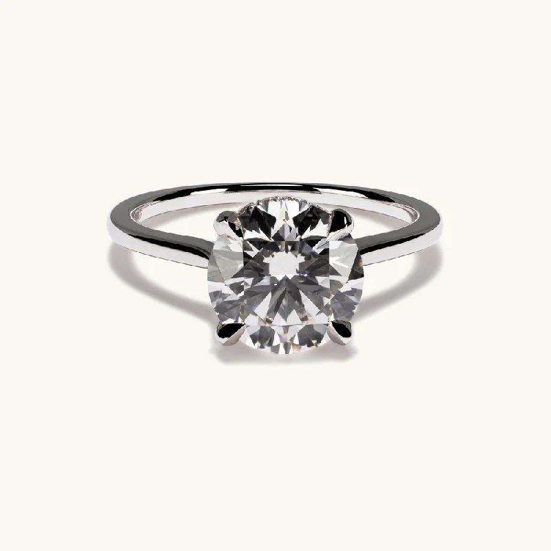 white gold engagement ring-2.55 Round Lab Diamond Engagement Ring