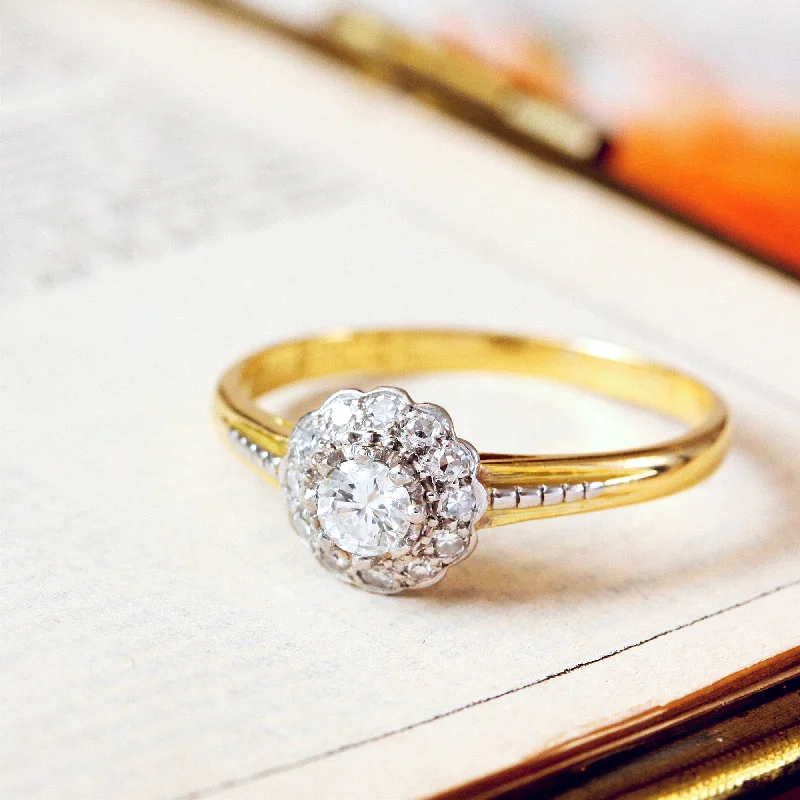 art deco engagement ring-Vintage Perfection Diamond Daisy Engagement Ring