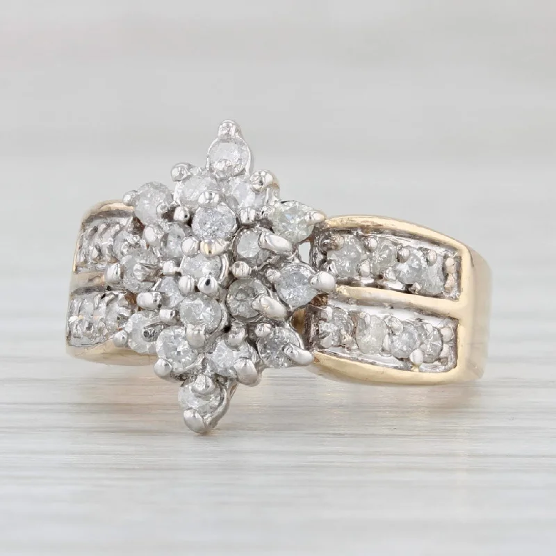 stackable engagement ring-0.80ctw Diamond Cluster Ring 10k Yellow Gold Size 6.25 Engagement