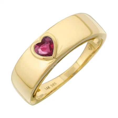 trendy cocktail ladies ring-14k Yellow Gold Heart Shape Pink Sapphire Ring