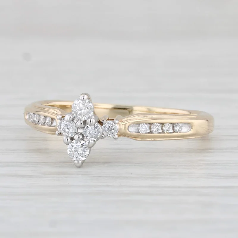 diamond cluster engagement ring-0.27ctw Diamond Engagement Ring 10k Yellow Gold Size 9 Marquise Illusions