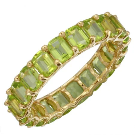 affordable diamond ladies ring-14k Yellow Gold Peridot Gemstone Eternity Ring