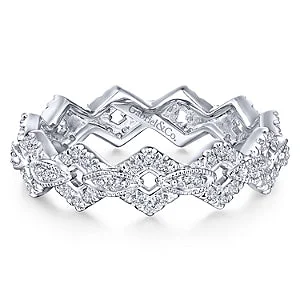 mother’s ring for ladies-14K White Gold Diamond Fashion Stackable Eternity Band