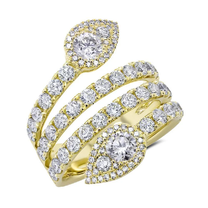 luxury diamond ladies ring-14K Yellow Gold Diamond Wrap Pear Shape Ring