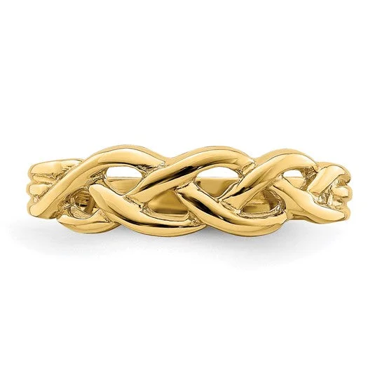 oversized ladies ring-14KY Gold Braided Knot Ring