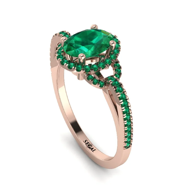 romantic heart diamond ring-Timeless Beauty Oval Emerald Engagement Ring - Judy No. 20