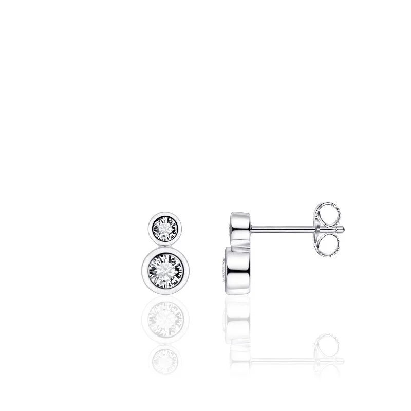 crystal dangle earrings-Gisser Double CZ Stud Earrings