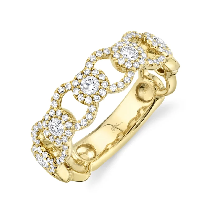 cubic zirconia ladies ring-14K Yellow Gold Diamond Halo Link Ring