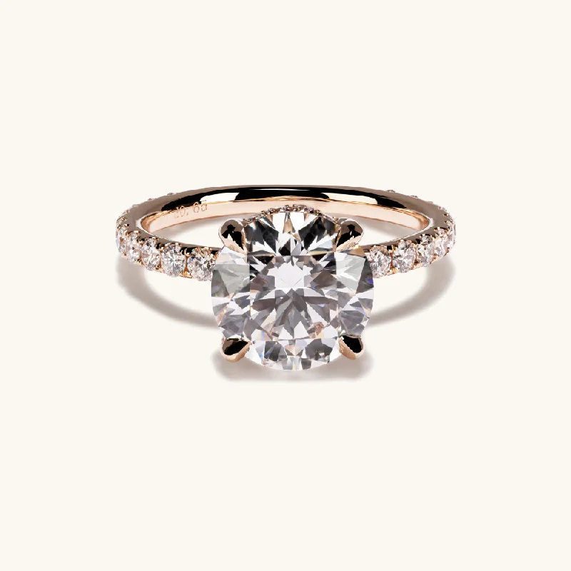 delicate band engagement ring-2.74 Round Lab Diamond Engagement Ring