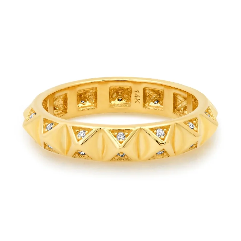 ladies ring with initials-GOLD STUDS DIAMOND BAND, 14kt GOLD