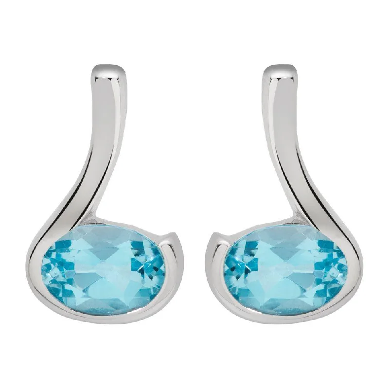 gothic earrings-Unique & Co Silver Blue Topaz Loop Stud Earrings