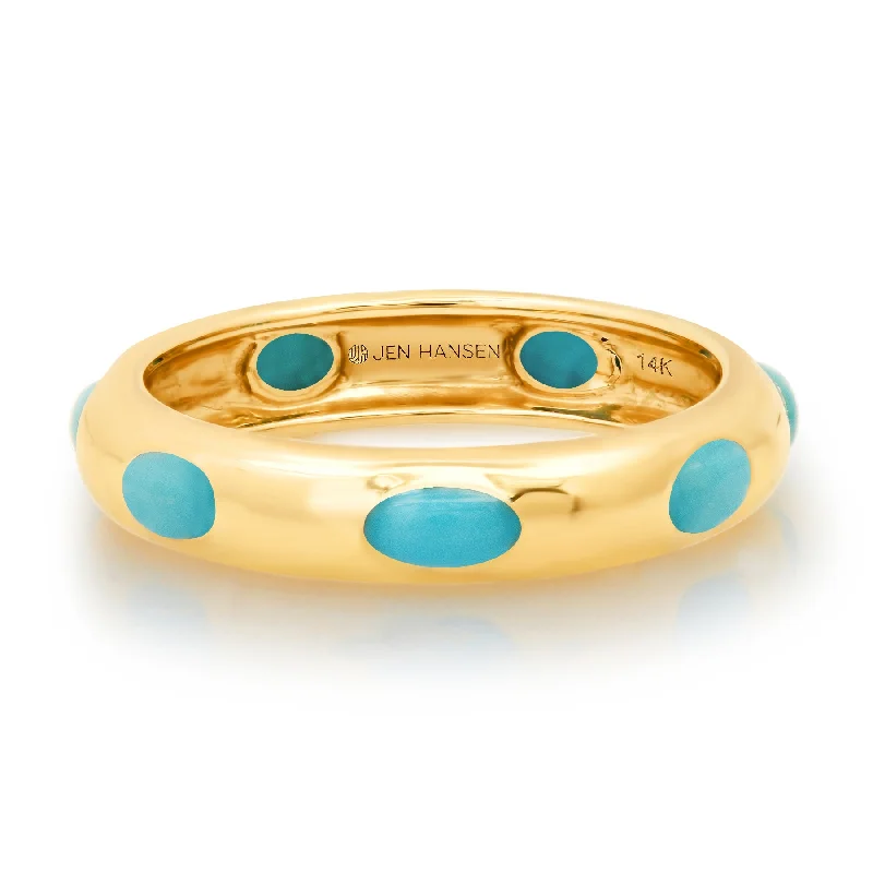 round cut ladies ring-TURQUOISE STATEMENT RING, 14kt GOLD