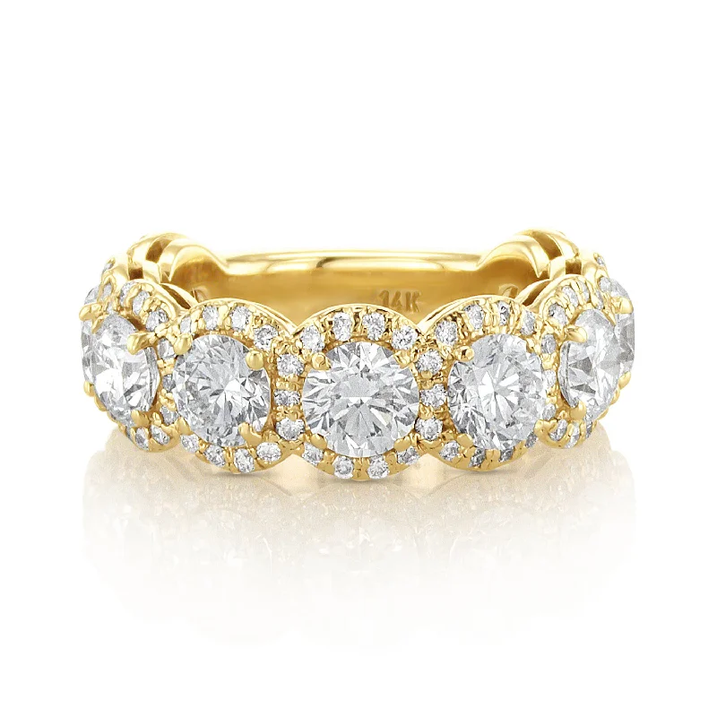 handcrafted ladies ring-4.04 Carat Round Lab Grown Diamond in 14K Yellow Gold