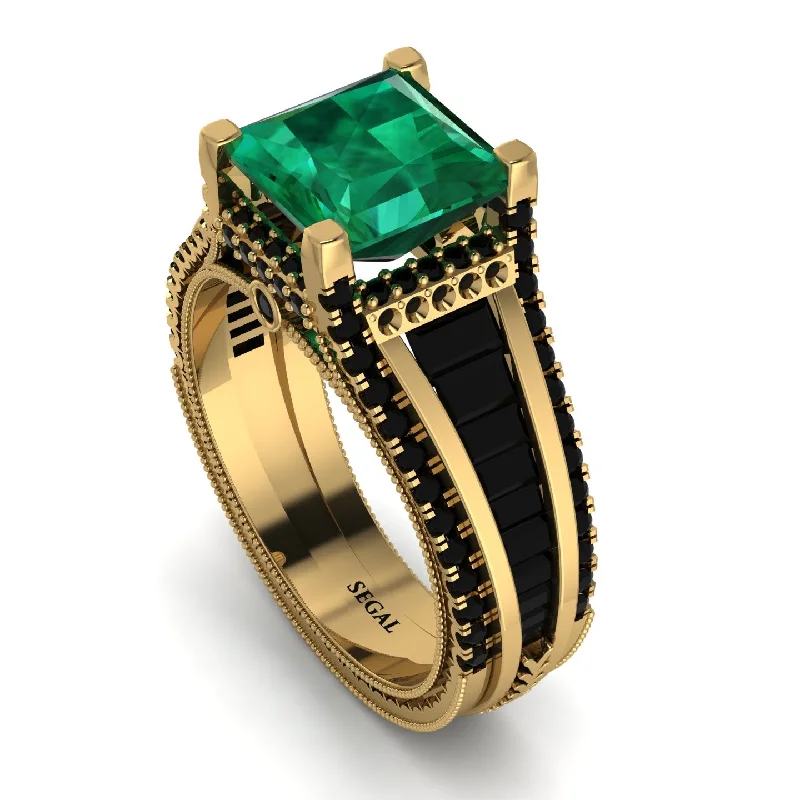 boho engagement ring-Princess Geometric Emerald Engagement Ring - Marilyn No. 34