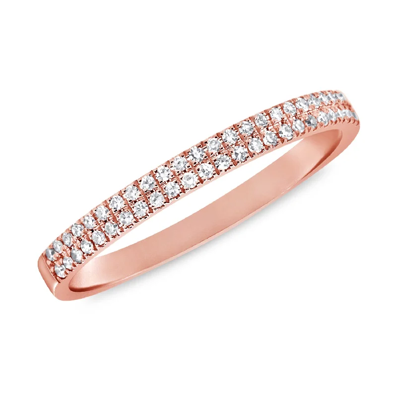 opal ladies ring-14K Rose Gold Diamond Double Band