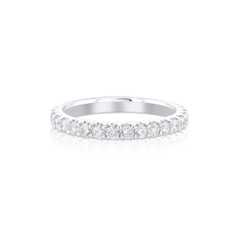 oval cut ladies ring-1.02 Cttw Round Diamond 14K White Gold Eternity Band