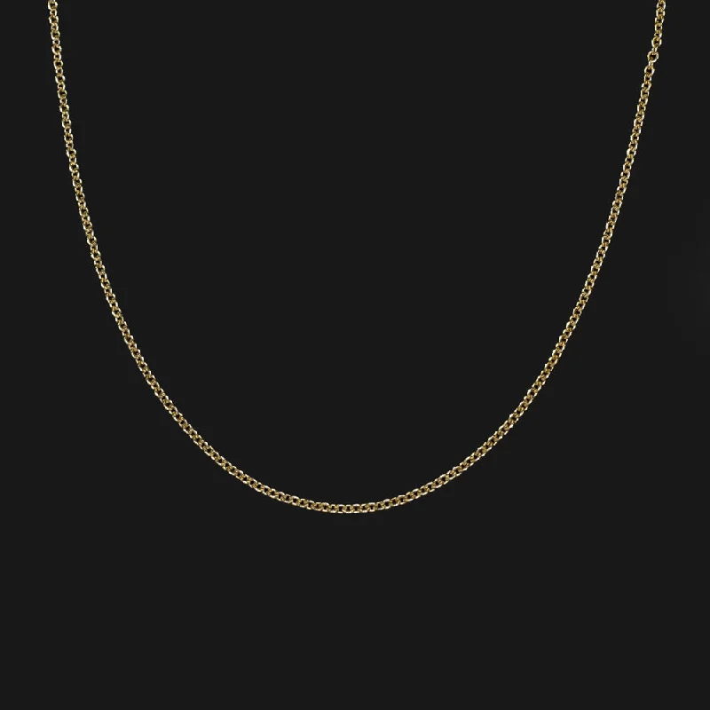 delicate chain ladies necklace-SOLID 14k YELLOW GOLD ROLLO CHAIN NECKLACE 15.5 INCH DAINTY THIN MENS LADIES