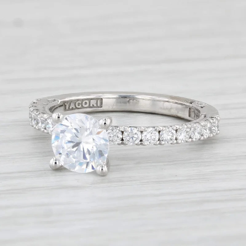 classic wedding band set-New Tacori Engagement Ring Semi Mount Diamond 18k White Gold Certificate