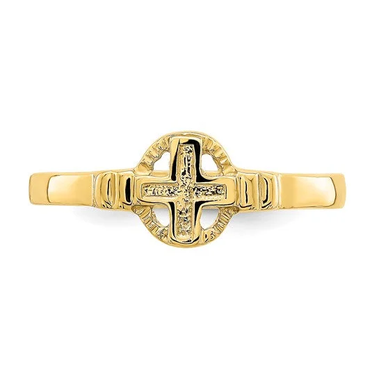 adjustable gold ladies ring-14ky Cross In Circle Ring