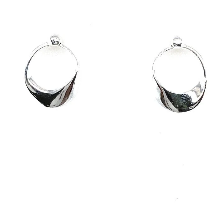 geometric ladies earrings-Silver Open Mobius Style Stud Earrings