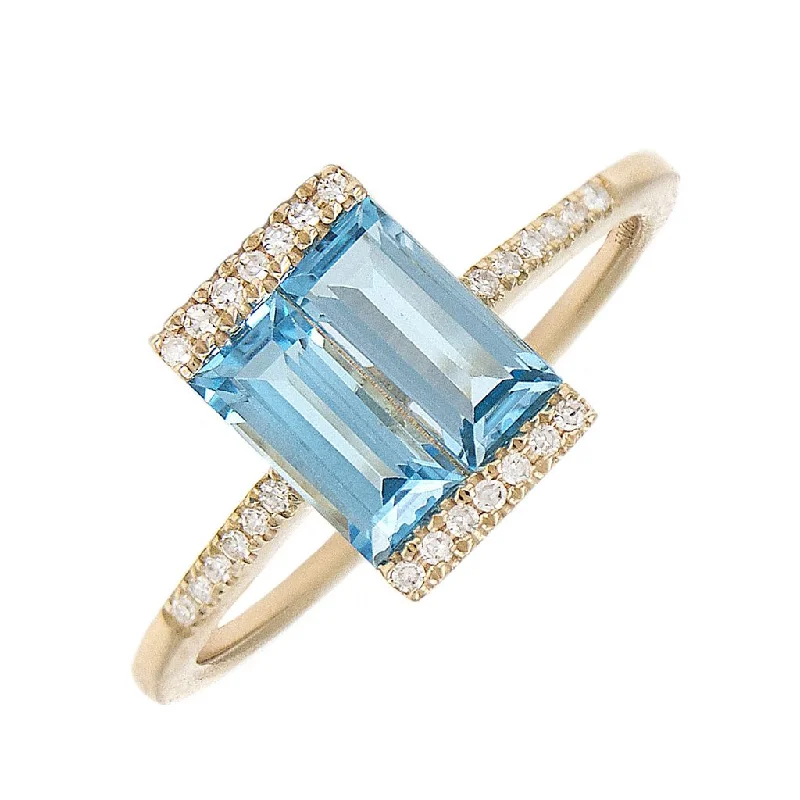 infinity ladies ring-14k Yellow Gold Diamond & Blue Topaz Ring