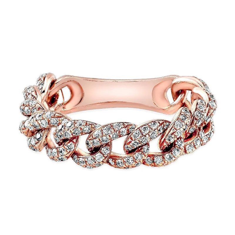 delicate ladies ring-14K Rose Gold Diamond Curb Link Flexible Ring