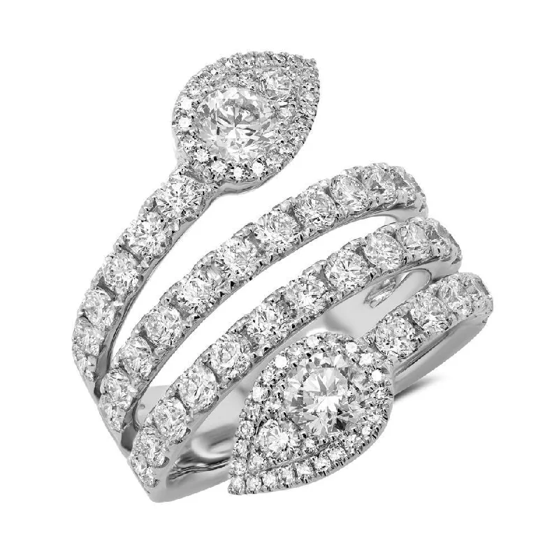 celestial-inspired ladies ring-14K White Gold Diamond Wrap Pear Shape Ring