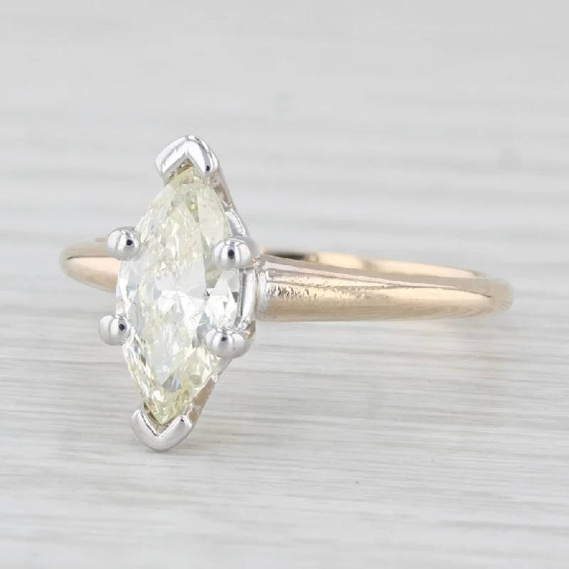 floral vintage-inspired ring-1.01ct Marquise Diamond Solitaire Engagement Ring 14k Gold Size 6.5 IGI