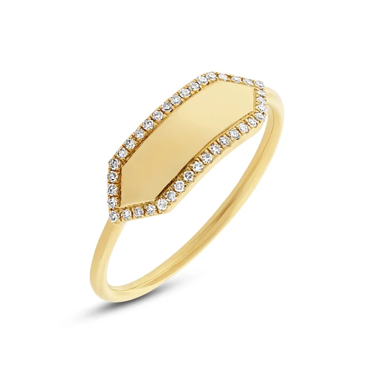 diamond ladies ring-14K Yellow Gold Polished Diamond Engravable Ring