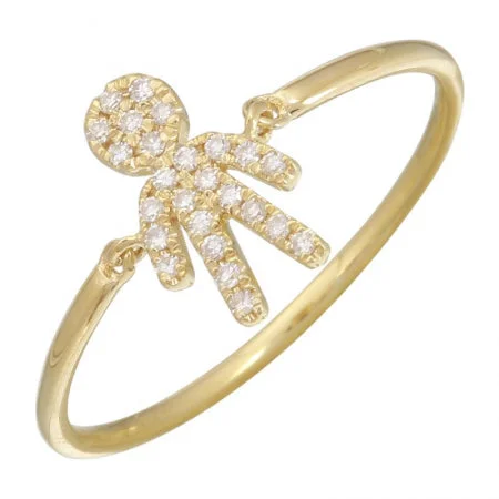 silver ladies ring-14K Yellow Gold Boy Diamond Ring