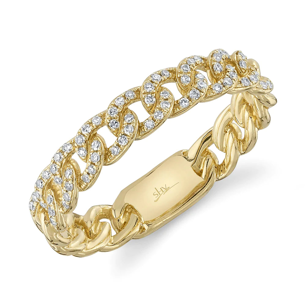 oval ladies ring-14K Yellow Gold Diamond Curb Link Ring