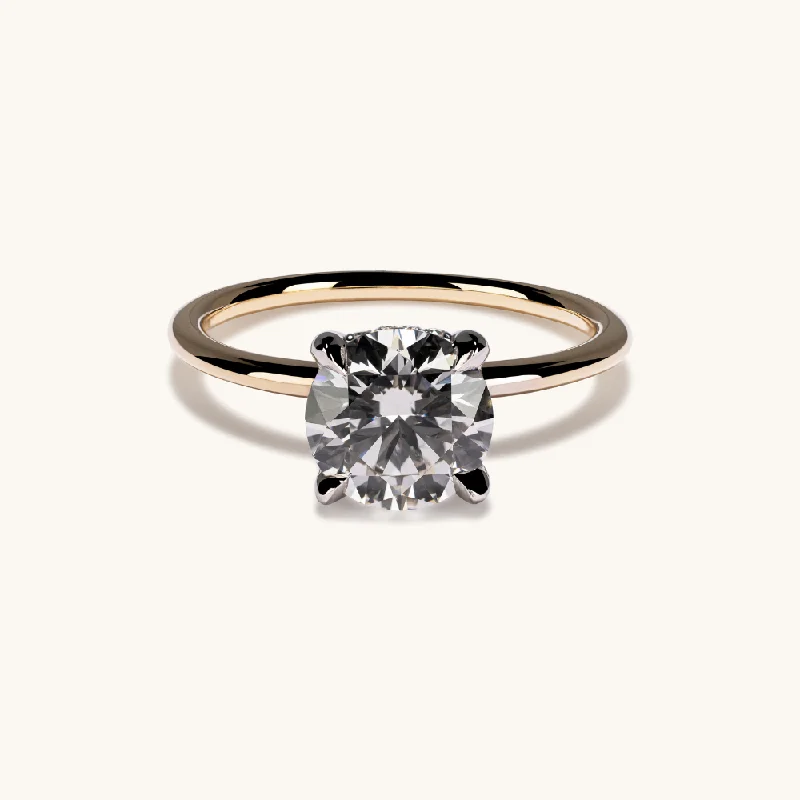 custom engagement ring-1.56 Round Lab Diamond Engagement Ring with Hidden Halo