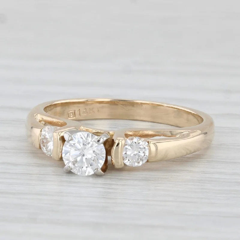 luxury engagement ring-0.57ctw Round Diamond Engagement Ring 14k Yellow Gold Size 6