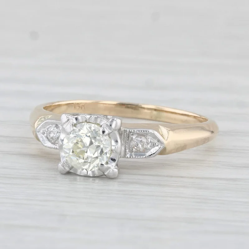 boho engagement ring-Vintage 0.64ctw Old European Diamond Engagement Ring 14k Gold Size 7.5 Box