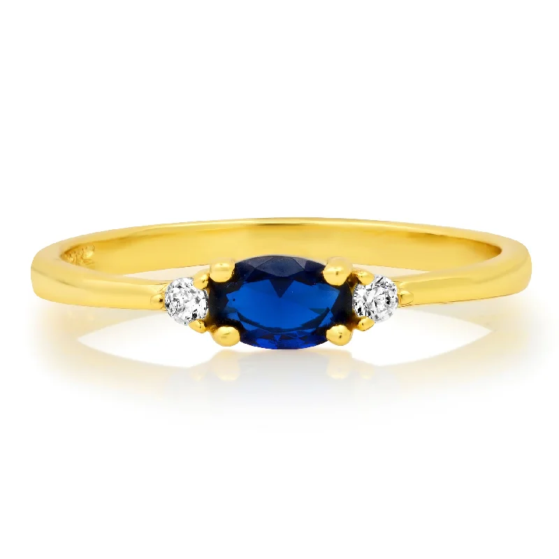 opal ladies ring-BLUE OVAL RING, GOLD