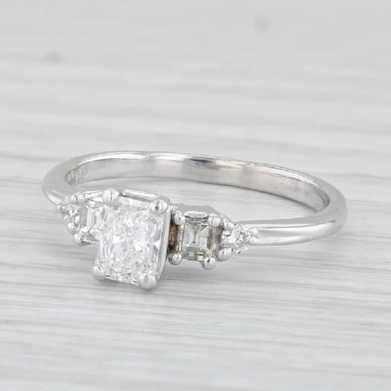 multi-stone engagement ring-0.81ctw Diamond Engagement Ring 18k White Gold Size 7