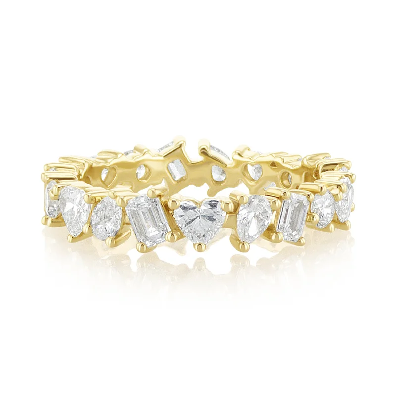 floral ladies ring-2.18 Carat Mixed Shape Lab Grown Diamond Band in 14K Yellow Gold