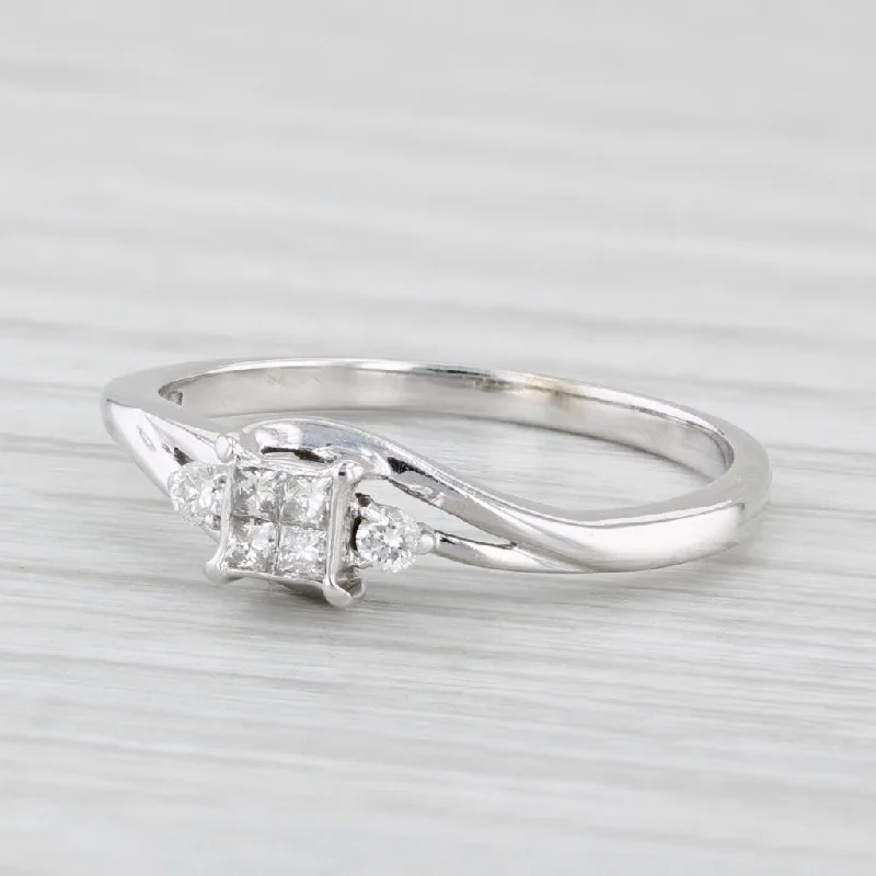 classic engagement ring design-0.16ctw Princess Diamond Engagement Ring 10k White Gold Size 5.75