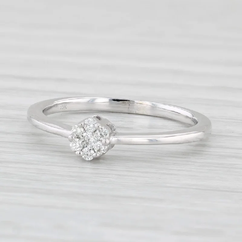 high-end engagement ring-Diamond Cluster Ring 10k White Gold Size 5.75 Engagement Stackable