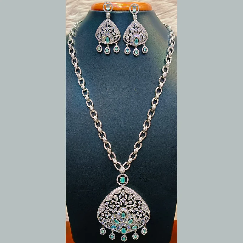 infinity ladies necklace-Jain Jewellers Silver Plated  AD Long  Necklace Set