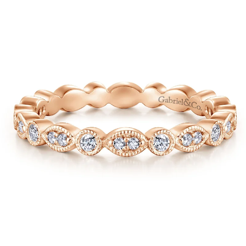 marquise cut ladies ring-14K Rose Gold Thin Diamond Disc Eternity Band