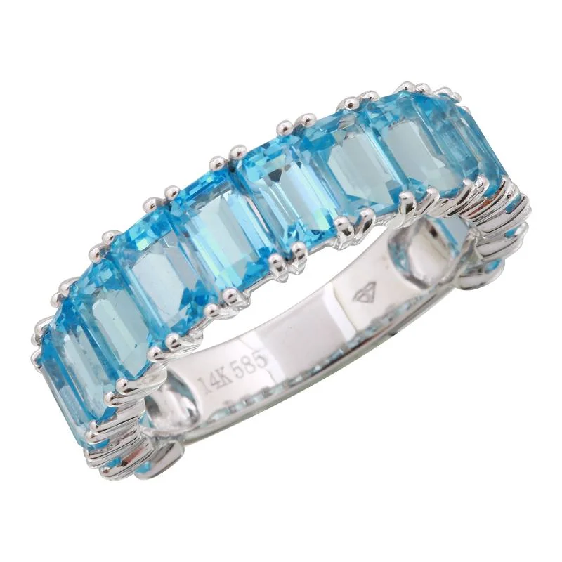 infinity ladies ring-14k White Gold Blue Topaz 3/4 Gemstone Ring