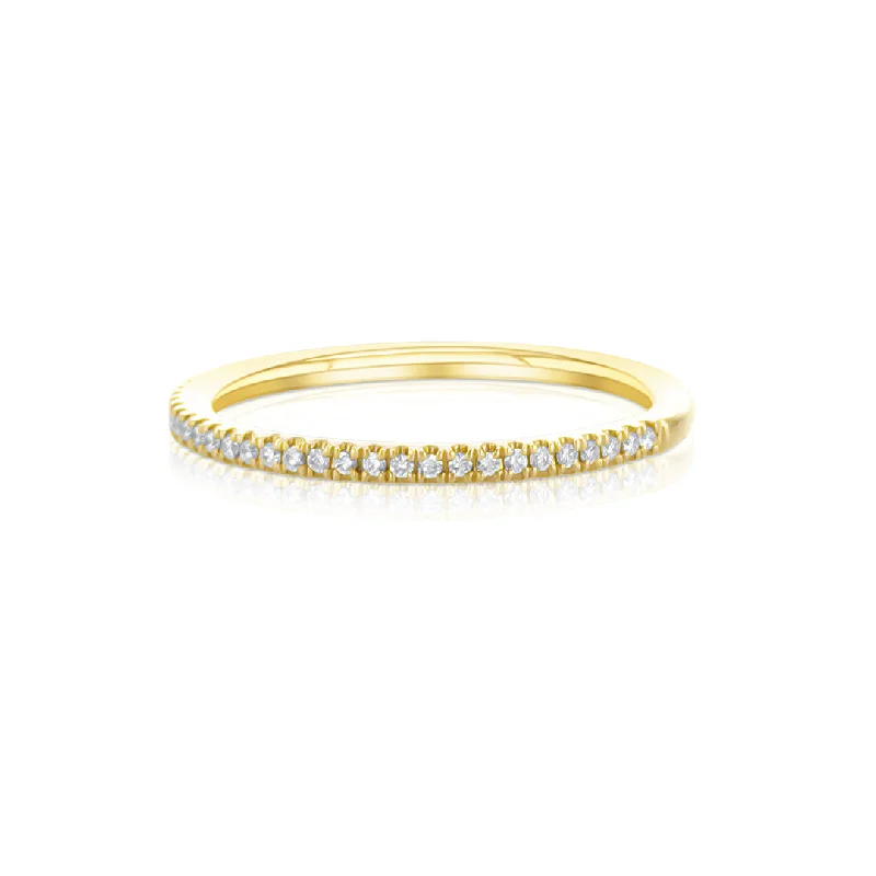 anniversary ladies ring-0.10 Cttw Round Diamond Band set in 18K Yellow Gold