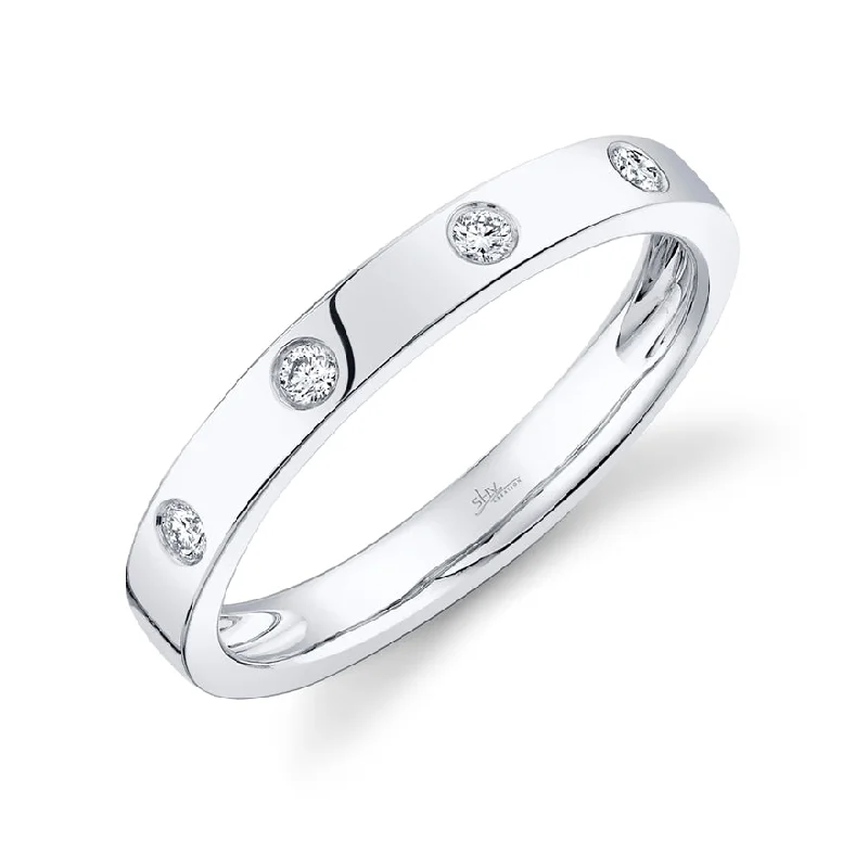 elegant silver ladies ring-14K White Gold Diamond High Polish Band