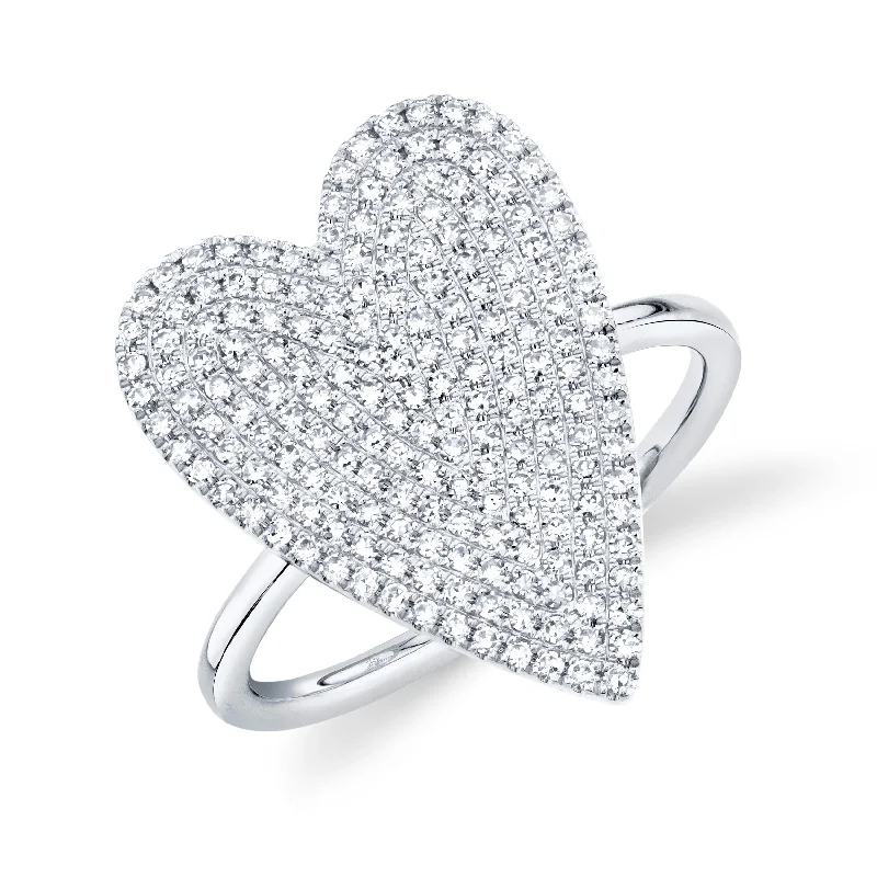 ladies graduation ring-14K White Gold Diamond Pave Heart Ring