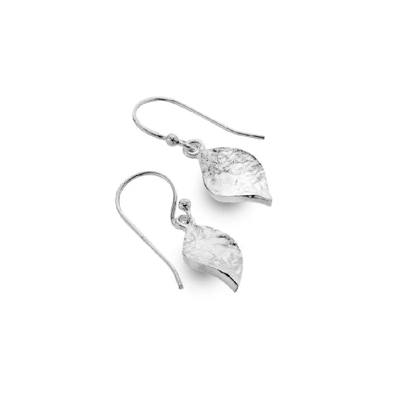 personalized ladies earrings-Sea Gems Sterling Silver Textured Twist Drop Earrings