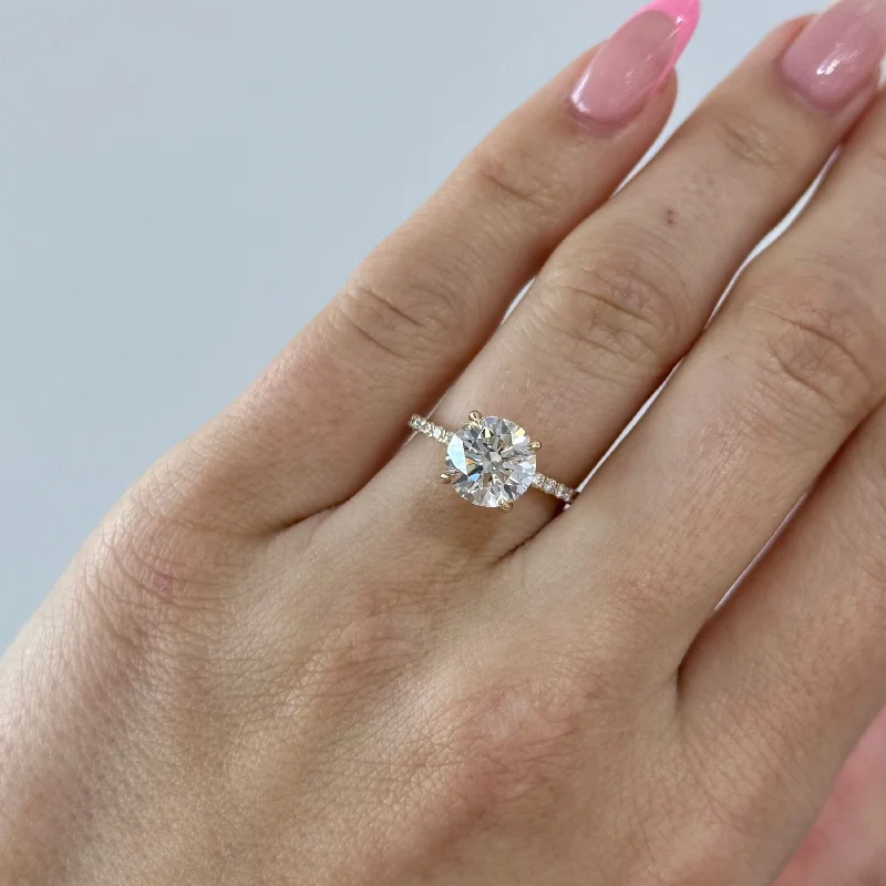 white sapphire engagement ring-2.54 Carat Lab Round Engagement Ring with Signature Setting | Engagement Ring Wednesday